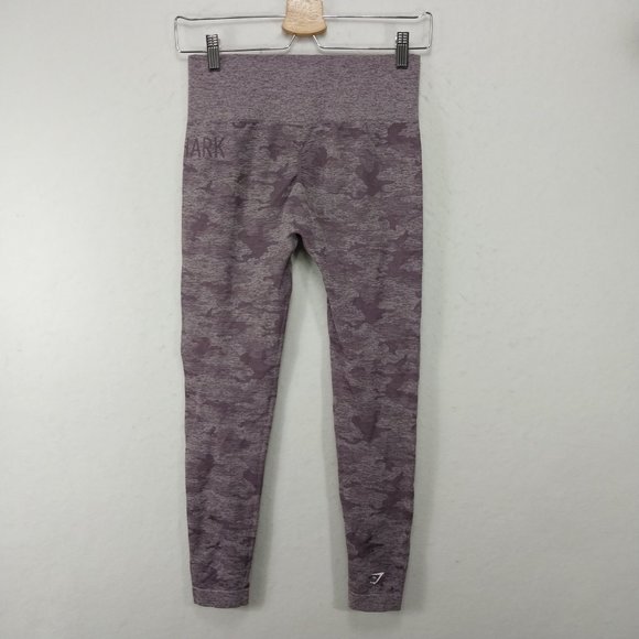 Gymshark Leggings Medium Purple Mauve Camo Seamless High Waist Workout Athletic - Picture 7 of 12